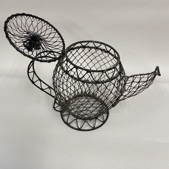 Vtg Chicken Wire Teapot Form Farmhouse Country Rustic Primitive Decor - AS IS - Picture 5 of 11
